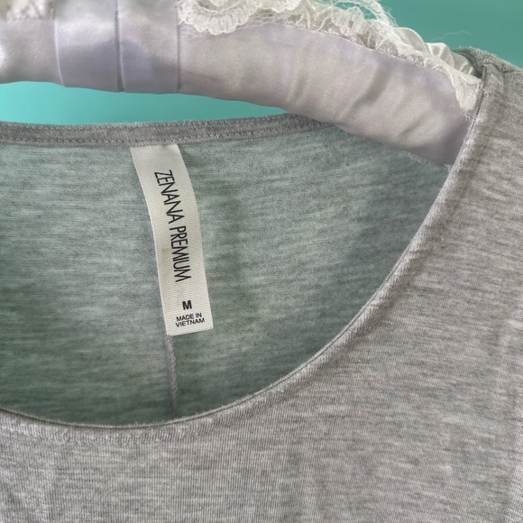 Light Grey Flowy T-Shirt Dress in Medium by Zenana Premium - Picture 2 of 2